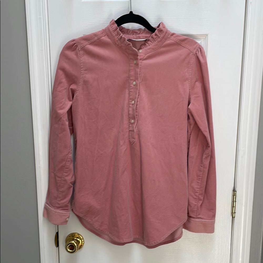 Pink Long Sleeve Blouse with Classic Collar